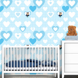 Blauw aangepaste babyfoto decor behang