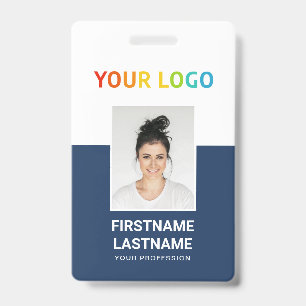 Blauw Aangepaste foto van werknemer, inline logo Badge
