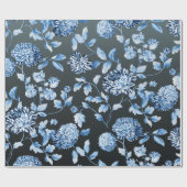 Blauw aangepaste kleur Achtergrond Grote Floral To Cadeaupapier (Vlak)