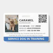 Blauw aangepaste QR-code servicehond in opleiding Badge (Voorzijde)