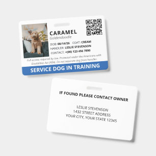 Blauw aangepaste QR-code servicehond in opleiding Badge
