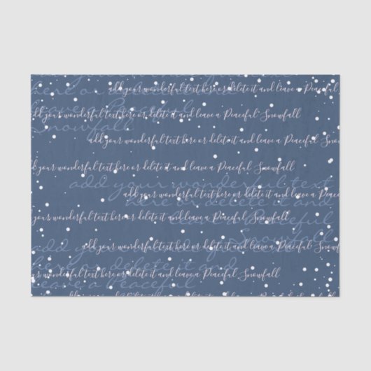 Blauw | Aangepaste scripttekst Elegant Kerstmis Tissuepapier (Voorkant)