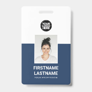 Blauw Aangepaste werknemer Foto, Logo, naam Badge