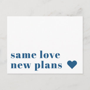 Blauw   Aankondiging van uitstel van huwelijk Briefkaart