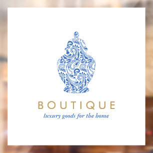 Blauw aardewerk Logo Boutique Ontwerper Raamsticker