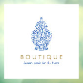 Blauw aardewerk Logo Boutique Ontwerper Raamsticker (Vel 3)