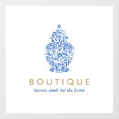 Blauw aardewerk Logo Boutique Ontwerper Raamsticker (Vel)