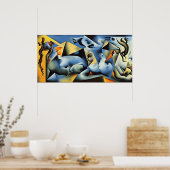 Blauw Abstract 323 Wall Art Poster (Keuken)