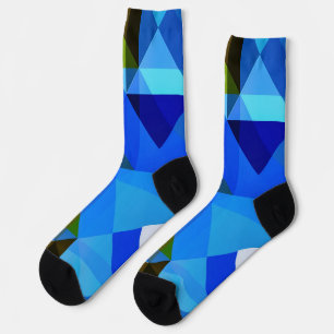 Blauw Abstract Argyle Geo Vormt Gekke Sokken