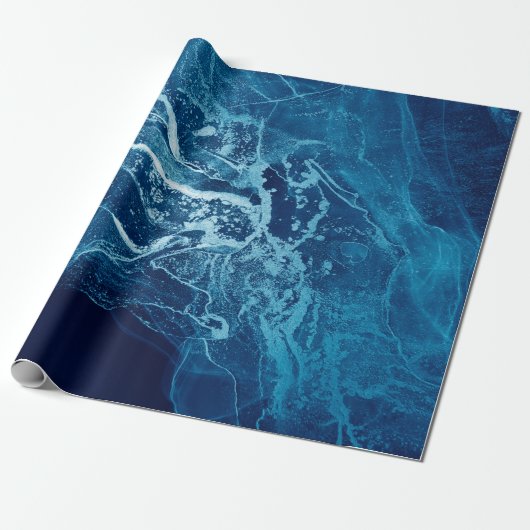 Blauw Abstract. Blauwe en witte kleurenblokken. Wi Cadeaupapier (Uitgerold)