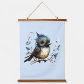 Blauw Abstract Blauwvogel Hangend Wandkleed (Voorkant)