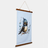 Blauw Abstract Blauwvogel Hangend Wandkleed (Gebogen)
