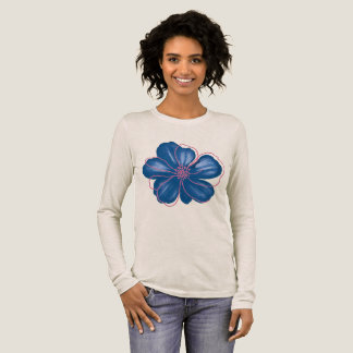 Blauw Abstract Bloem Lange Mouwen Overhemd | Moder Tri-Blend Shirt