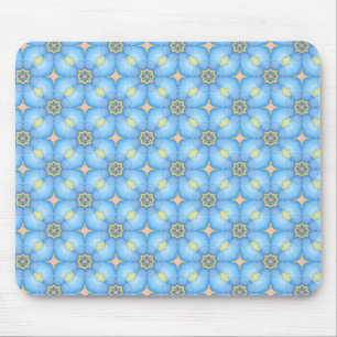 Blauw abstract bloemmotief muismat