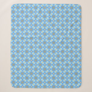 Blauw Abstract bloemmotief Sherpa Deken