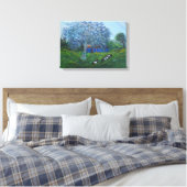 Blauw Abstract boomgaard Vid Landschap Canvas Afdruk (Insitu (Slaapkamer))