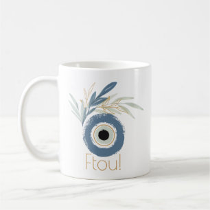 Blauw abstract boze oog met bladeren magneet klass koffiemok