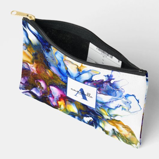 Blauw Abstract Fluid Art Agaat Naam Etui (Open)