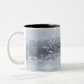 Blauw Abstract geometrisch sneeuwvlokglas Tweekleurige Koffiemok (Links)
