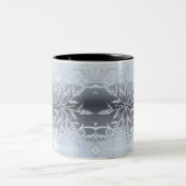 Blauw Abstract geometrisch sneeuwvlokglas Tweekleurige Koffiemok (Center)