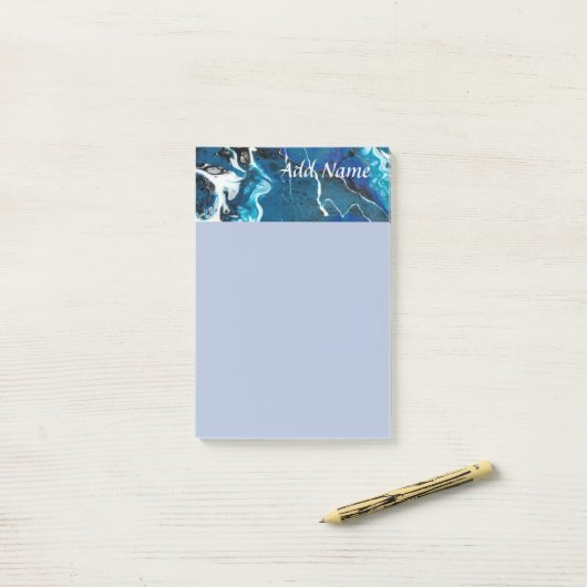Blauw Abstract Gepersonaliseerde Post it Note 4x6 (Op bureau)