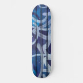 Blauw abstract grafitti-patroon skateboard (Voorkant)