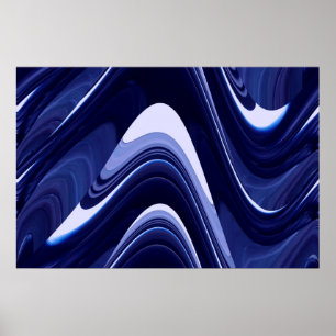 Blauw Abstract Hedendaags Kunstdruk Poster