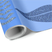 Blauw Abstract Inpakpapier met Bladeren (Rol Hoek)