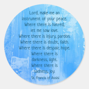 Blauw Abstract Inspirerend St. Francis Prayer Ronde Sticker