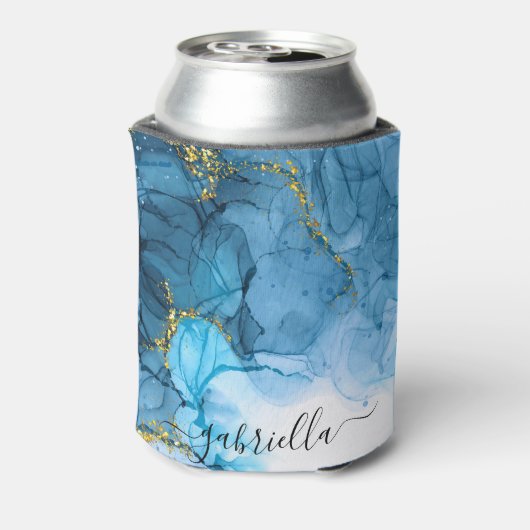 Blauw Abstract marmer Blikjeskoeler (Blikje Achterkant)