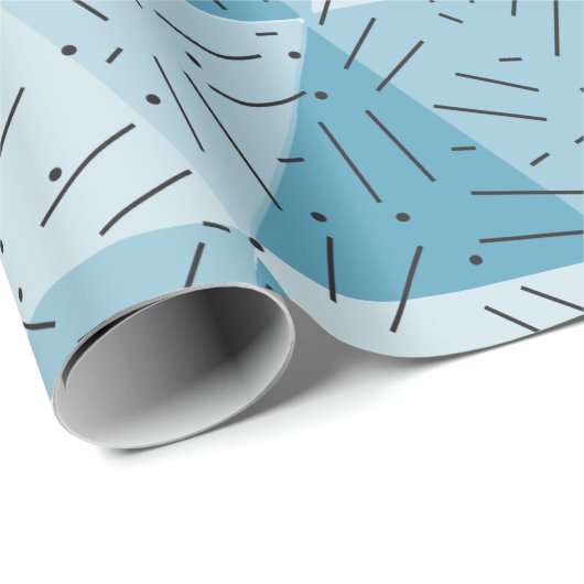 Blauw Abstract modern kunstdriehoekspatroon Cadeaupapier (Rol Hoek)