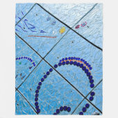 Blauw Abstract Mozaïek Fleece Deken (Voorkant)
