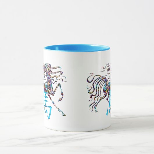 Blauw Abstract Paardenjaar Mok (Midden)