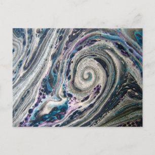 Blauw Abstract Paint Pour Briefkaart