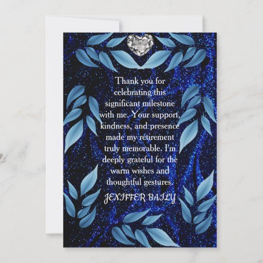 Blauw Abstract Parel Modern Trendy Boho Retirement Bedankkaart (Achterkant)
