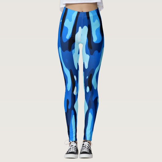 Blauw Abstract patroon Leggings (Voorkant)