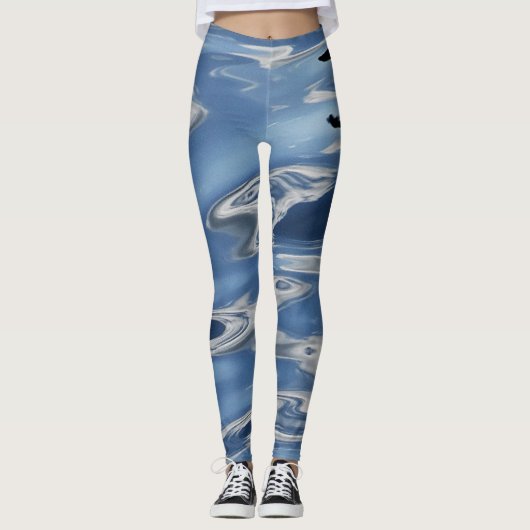 Blauw abstract patroon leggings (Voorkant)