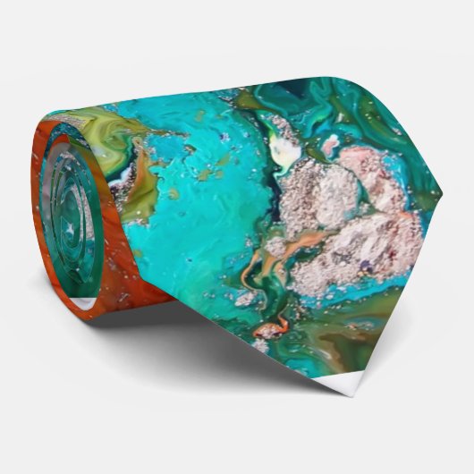  blauw Abstract patroon Stropdas (Opgerold)