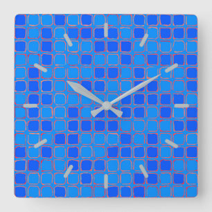 Blauw Abstract patroon Vierkante Klok