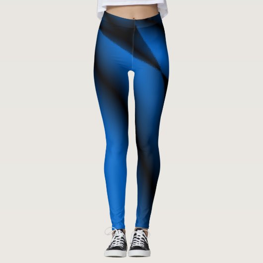 blauw abstract patroonkunst leggings (Voorkant)