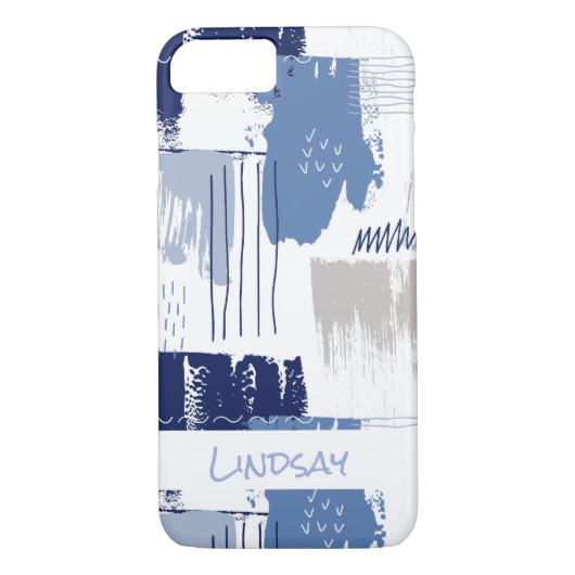 Blauw Abstract penseelpatroon op maat Case-Mate iPhone Case (Achterkant)