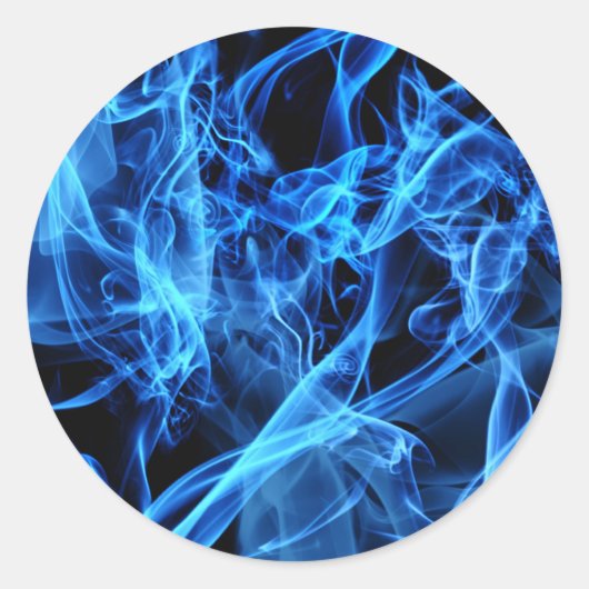 Blauw Abstract Ronde Sticker (Voorkant)