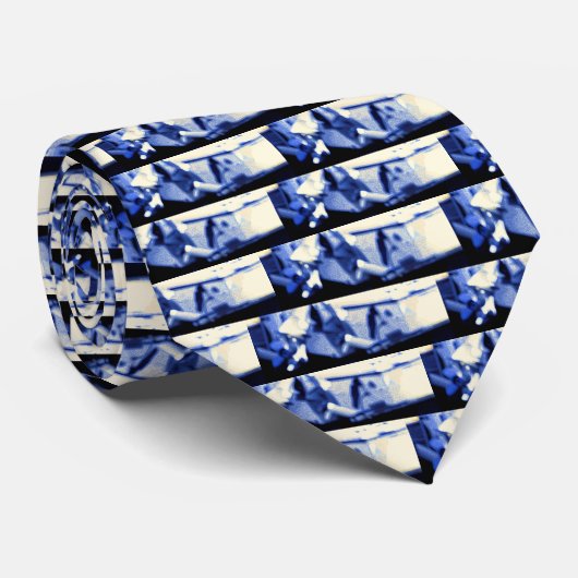 Blauw Abstract Stropdas (Opgerold)