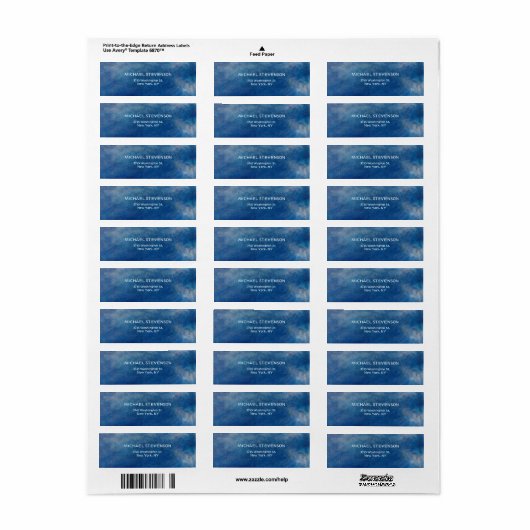 Blauw Abstract Uniek Chic Modern Minimalist Etiket (Full Sheet)