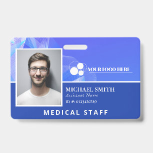 Blauw Abstract Uw Logo-werknemers-ID toevoegen Badge