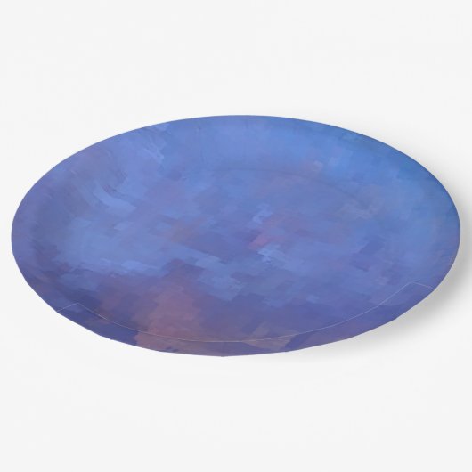 Blauw Abstract vierkantsontwerp Papieren Bordje (Gekanteld)