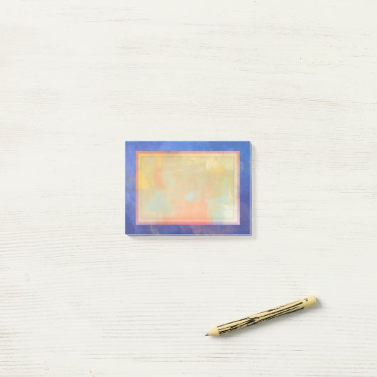 Blauw Abstract vierkantsontwerp Post-it® Notes (Op bureau)