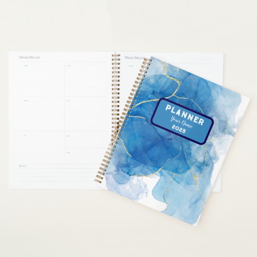 Blauw Abstract Water Kleur Planner (Display)