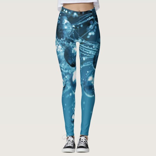 Blauw Abstract waterdruppel Leggings (Voorkant)
