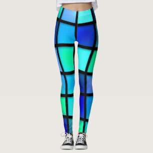 BLAUW ABSTRACTE PATROON YOGA PANTS LEGGINGS